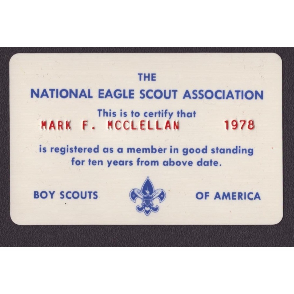 Vintage 1978 National Eagle Scout Association Membership Card Boy Scouts America